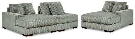 main view of Lindyn Fog 3-Piece Sectional Sofa with Double Chaise