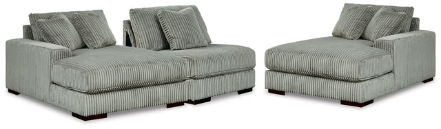 main view of Lindyn Fog 3-Piece Sectional Sofa with Double Chaise