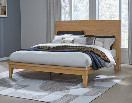 Sherbana Light Brown King Panel Bed front view