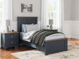 Landocken Brown and Blue Twin Panel Bed front angle