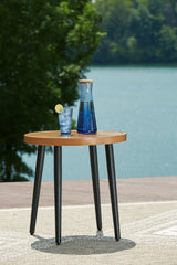 Horizon Hall Two-Tone Brown Outdoor End Table front angle