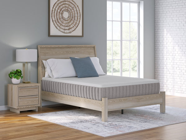 Terra Sleep Firm Queen Hybrid Mattress white fabric top front angle
