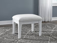 Chalanna White Vanity Stool front view with cushioned seat