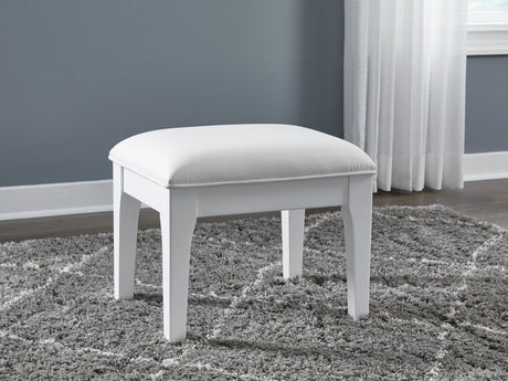 Chalanna White Vanity Stool front view with cushioned seat
