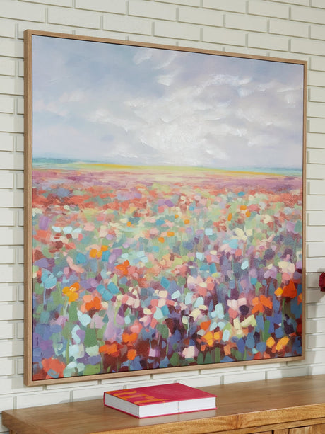 Sethford multi-color framed floral wall art front view