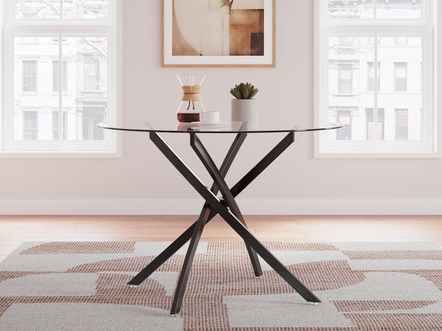 Pharwynn Black Dining Table, angled view