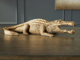 Lauretman antique gold alligator sculpture front angle