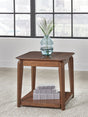 Trenmour medium brown square end table front angle