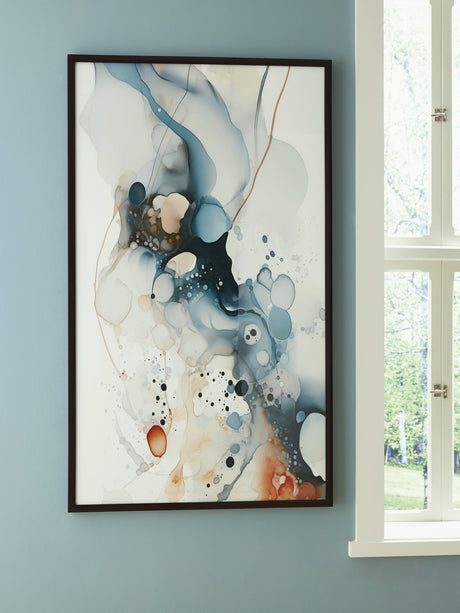 Foxenburg Abstract Blue Amber White Wall Art front view