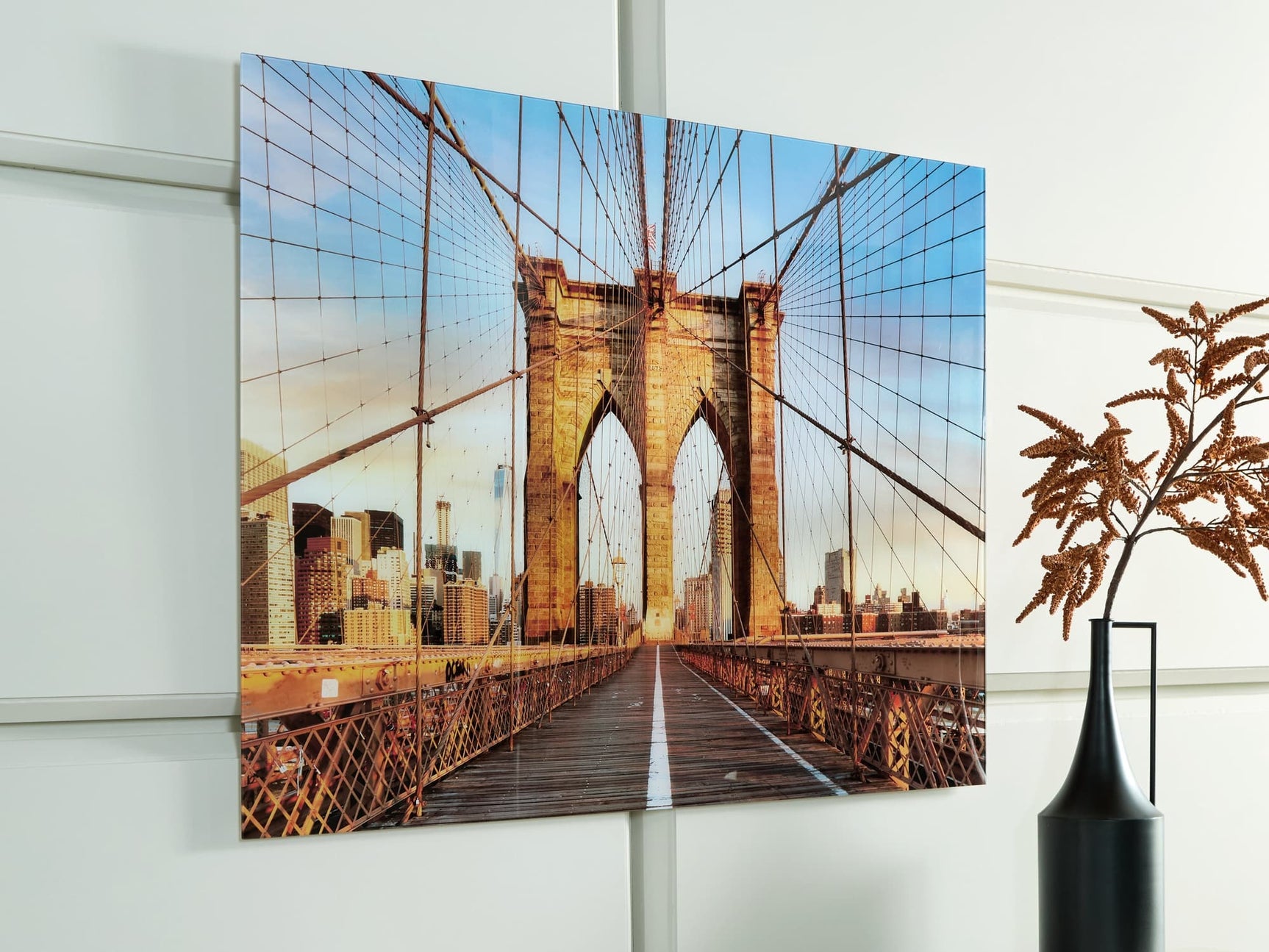 Shayward Blue and Amber Glass Wall Art front view