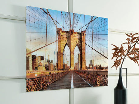 Shayward Blue and Amber Glass Wall Art front view