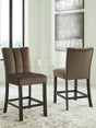 Jeshina mocha velvet upholstered counter height barstool front right angle