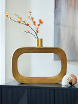 Lawtonville antique gold finish geometric metal vase front view