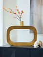 Lawtonville antique gold finish geometric metal vase front view