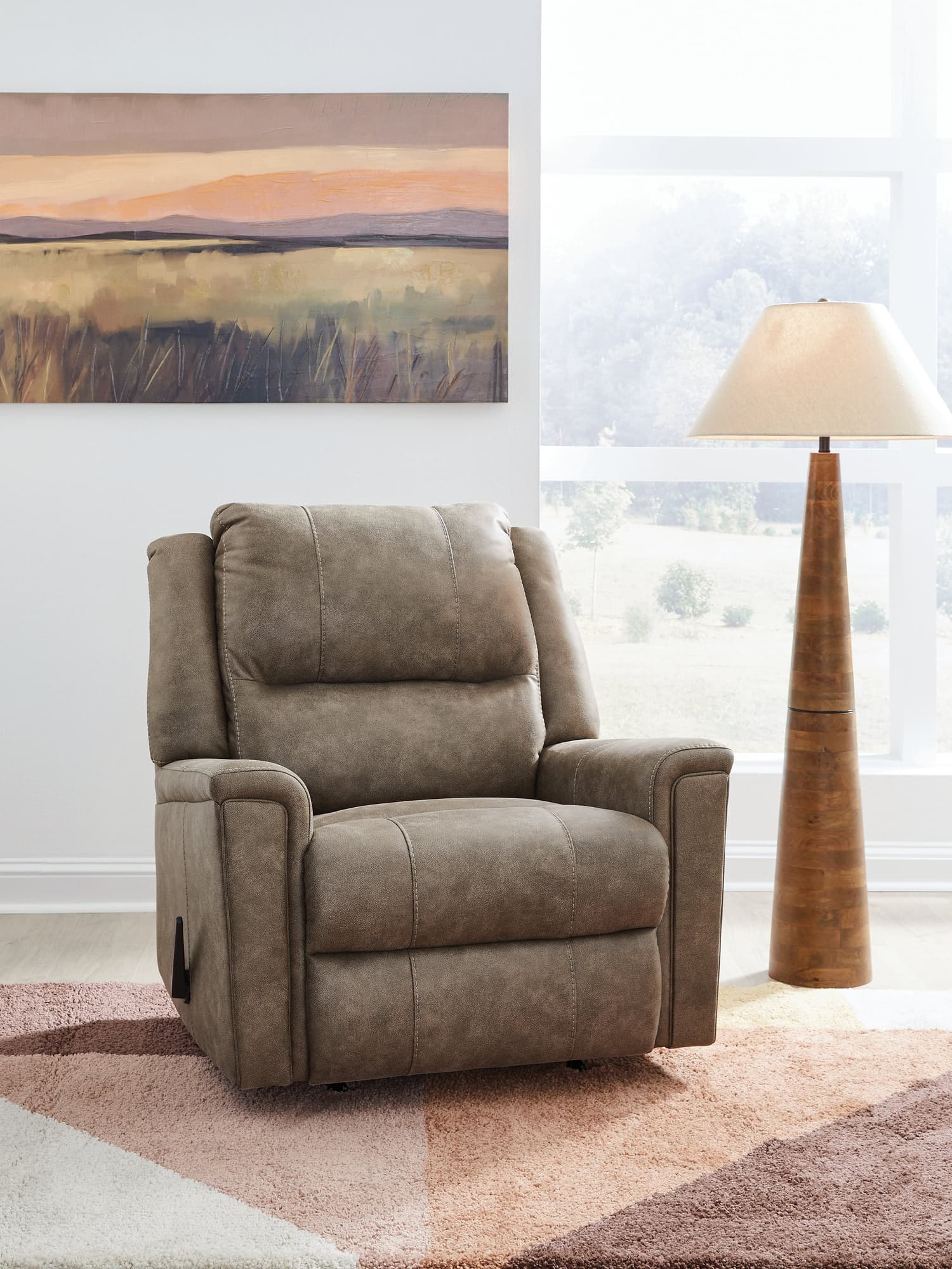 main view of Lixtowel Fog Faux Leather Recliner chair