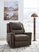 Lixtowel Walnut Faux Leather Recliner main view