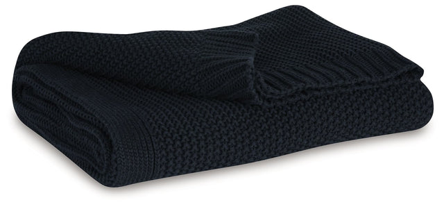 Gayelery black cotton throw folded on couch arm