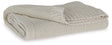Gayelery Sand Cotton Throw folded on wooden surface