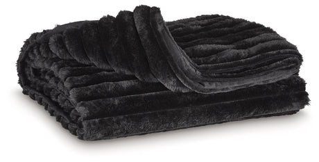Alsonwell Black Throw laid out showing striped design