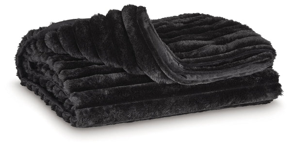 Alsonwell Black Throw laid out showing striped design