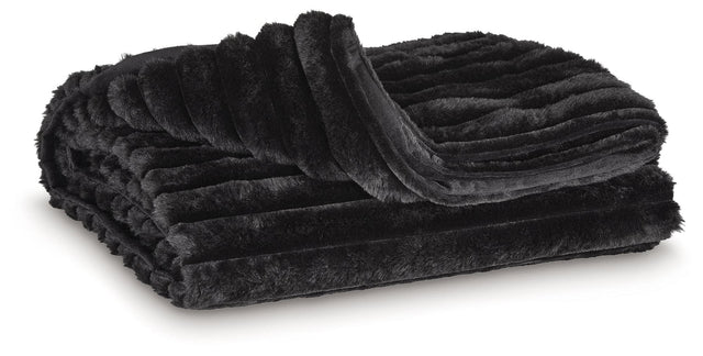Alsonwell Black Throw laid out showing striped design