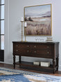 Lavinton Brown Dining Server front view with drawers closed