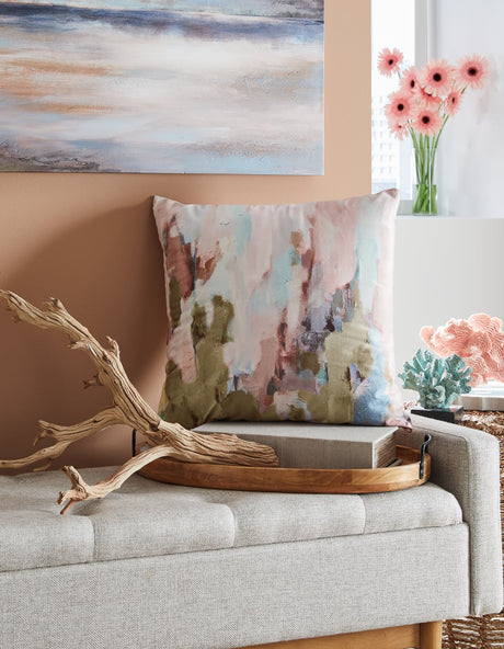 Lauretwood multi abstract watercolor accent pillow front view