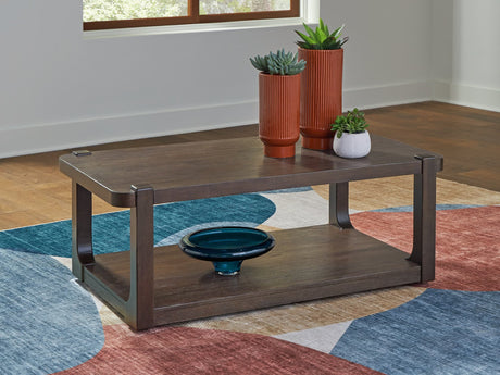 Breckington Dark Brown Coffee Table front angle