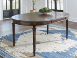 Lavinton Brown Dining Extension Table angled view with leaf