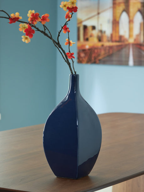 Abtinson navy ceramic vase front view