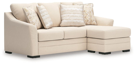 Lango sofa chaise in jute chenille fabric, front angle view