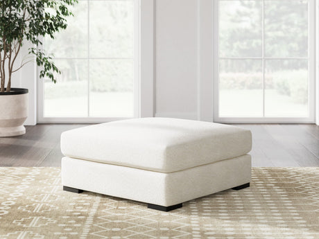 Donelson Creek Oversized Accent Ottoman in vanilla chenille fabric, front angle view