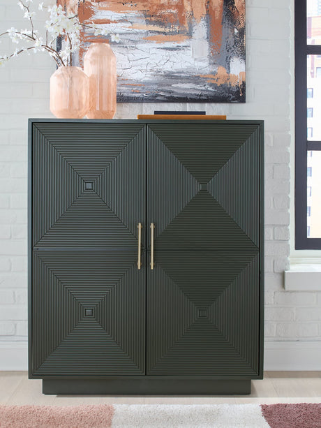 Geirwood Dark Green Accent Cabinet front view