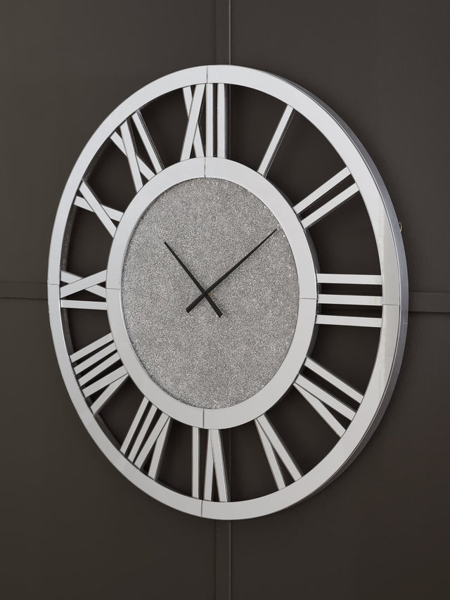 Reinport mirror wall clock front view showing Roman numerals