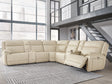 Double Deal Almond 7-Piece Reclining Sectional front view