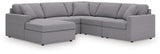 front view of Modmax Granite 5-Piece Sectional Sofa with Chaise