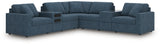 front view of Modmax Ink 7-Piece Balanced Sectional with built-in audio and storage consoles