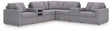 Modmax Granite 7-Piece Balanced Sectional Sofa front angle with audio and storage consoles