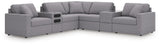 Modmax Granite 7-Piece Balanced Sectional Sofa front angle with audio and storage consoles