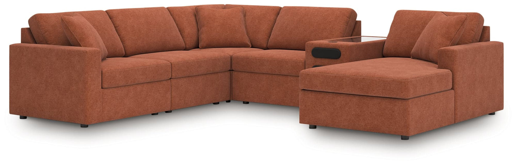 Main view of Modmax Spice 6-piece sectional sofa with chaise and audio system