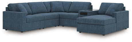 main view of Modmax 6-piece sectional sofa with chaise and audio system in Ink performance fabric