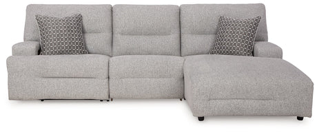 Acklen Place pewter 3-piece sectional sofa angled front view