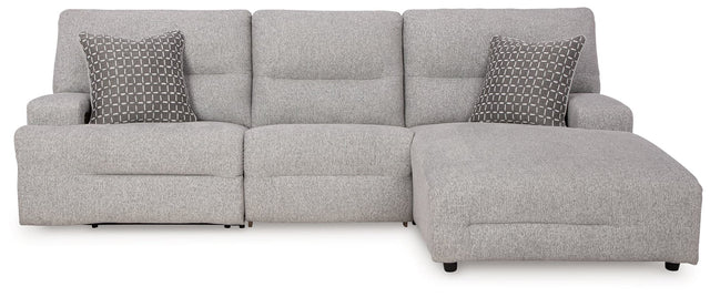 Acklen Place pewter 3-piece sectional sofa angled front view