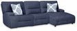 Acklen Place Navy 3-Piece Power Reclining Sectional sofa front angle