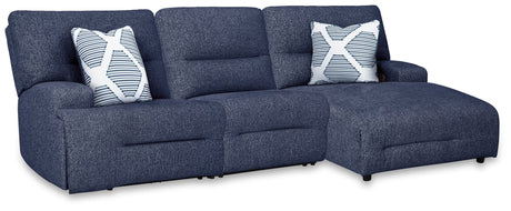 Acklen Place Navy 3-Piece Power Reclining Sectional sofa front angle