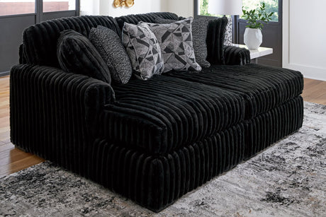 Midnight Madness Onyx Super Chaise sectional sofa front view