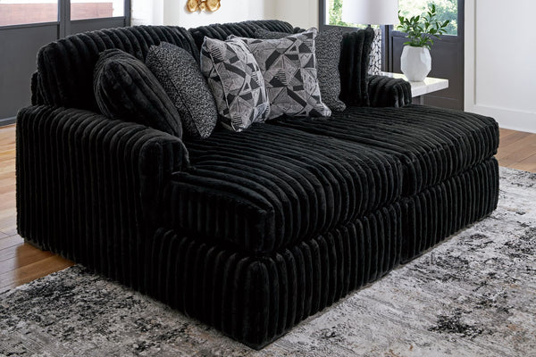 Midnight Madness Onyx Super Chaise sectional sofa front view