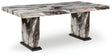 Jeshina contemporary dining table with faux marble tabletop top view