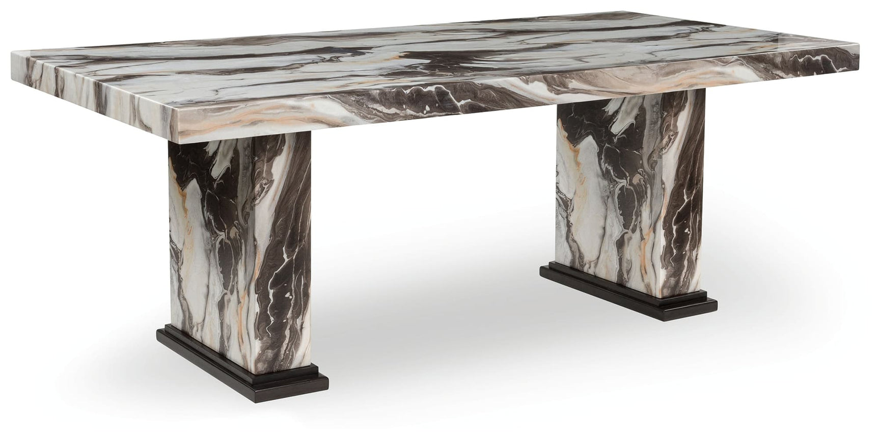 Jeshina contemporary dining table with faux marble tabletop top view