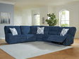 Acklen Place navy 5-piece power reclining sectional front angle